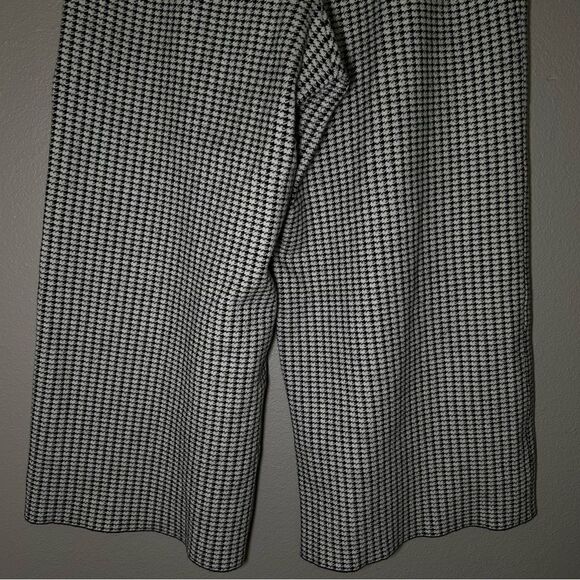 Zara black & white houndstooth knit wide leg cropped pants women’s size large - Picture 7 of 10
